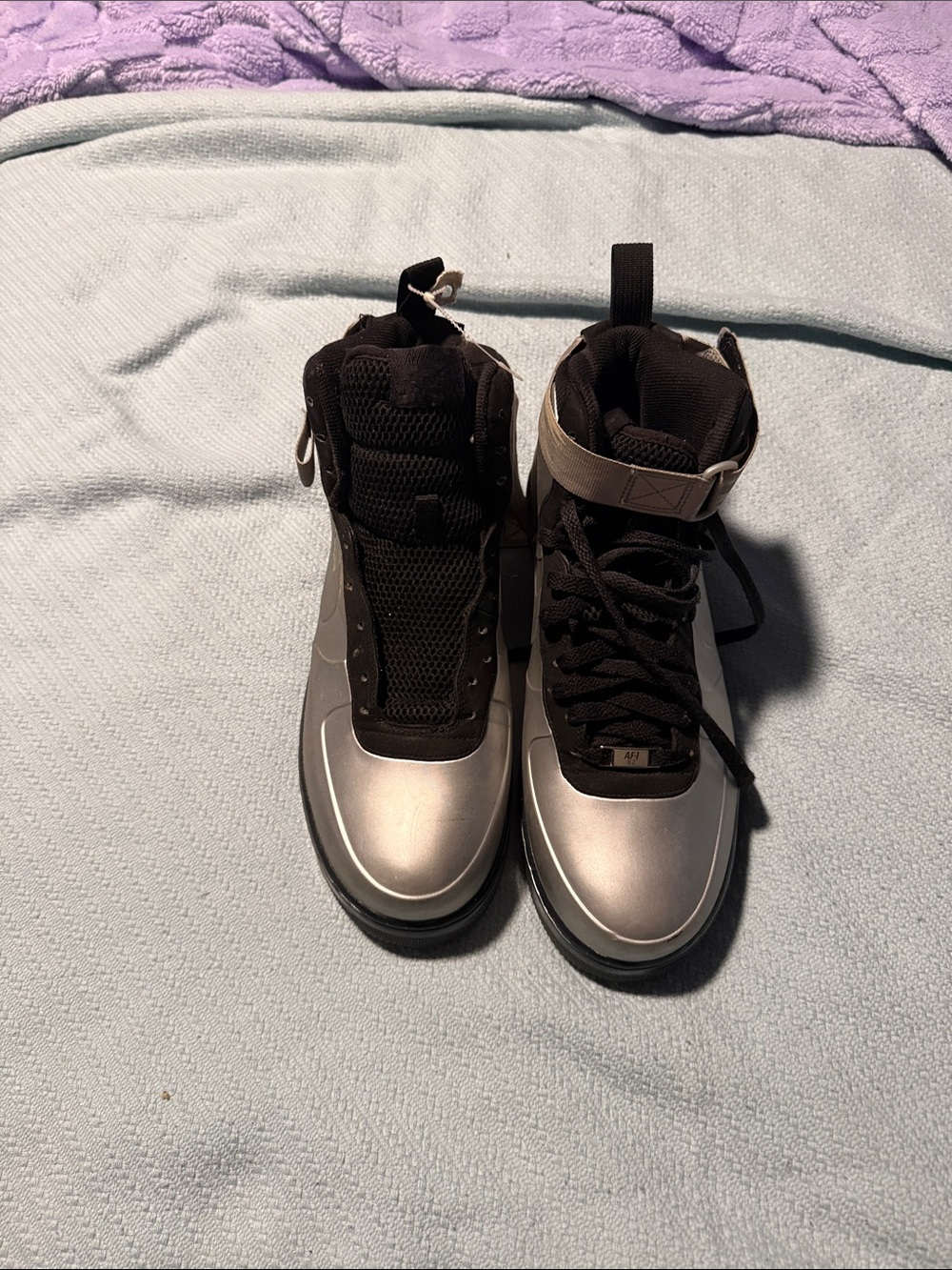 Nike Men’s Athletic High-Top Shoes in Black and Silver